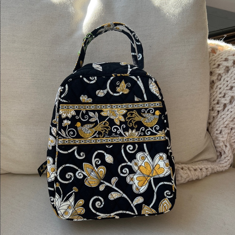 Vera Bradley Black and Gold Floral lunch container, perfect condition!